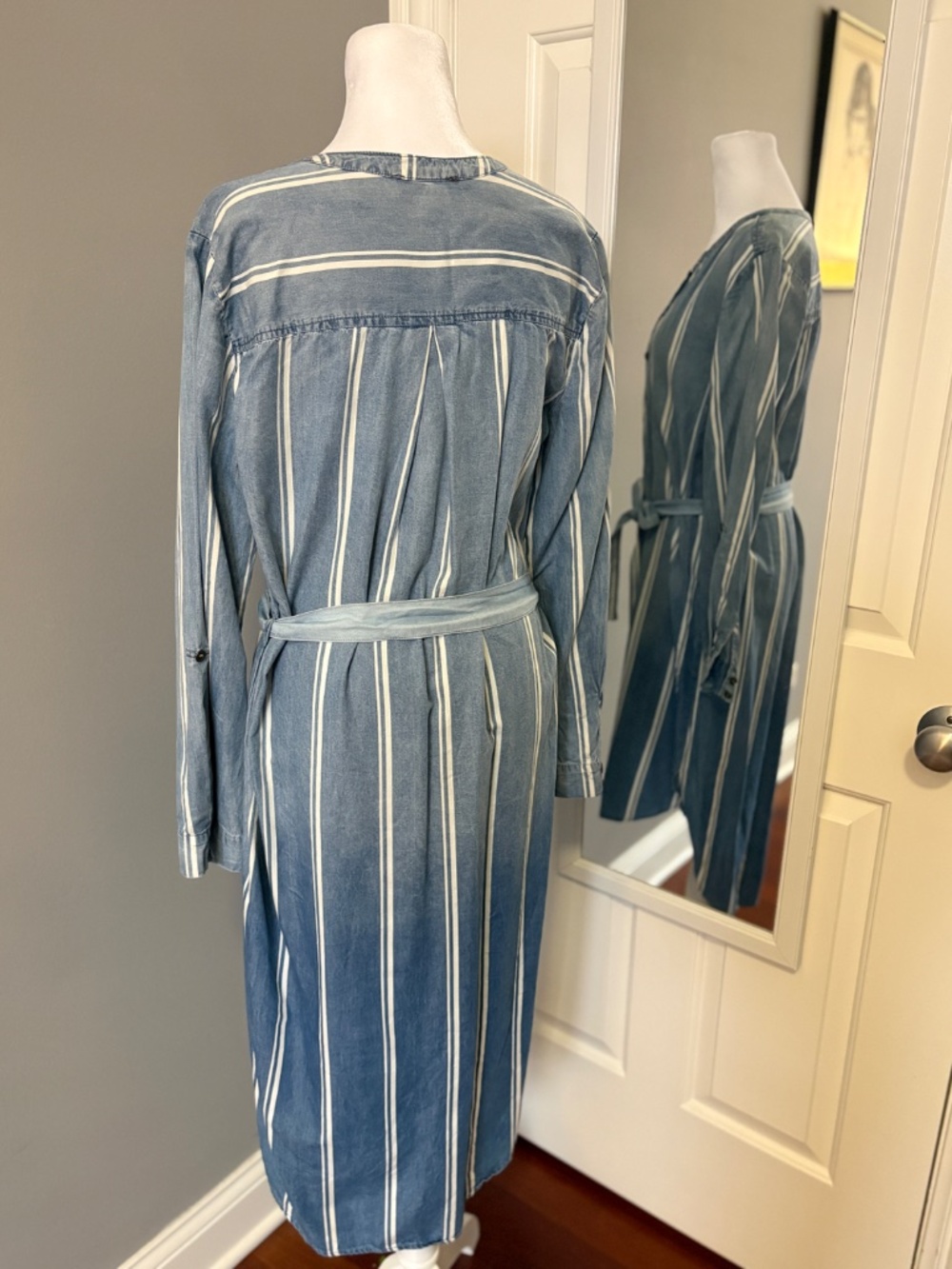 Luxology Striped Chambray Shirt Dress - Picture 6 of 11